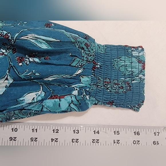 Band of the Free Sybille Deep Teal Floral Wrap Crossover Crop Top Women Medium - Picture 13 of 13